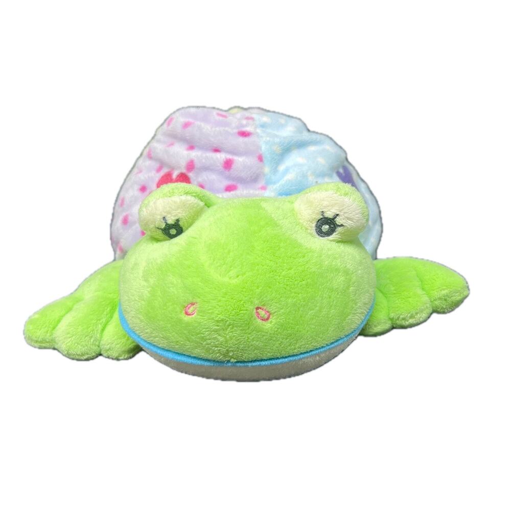 Baby Aurora Turtle Plush Rattle 14" Frog Pastel Green‎ Yellow Blue Pink Lovey